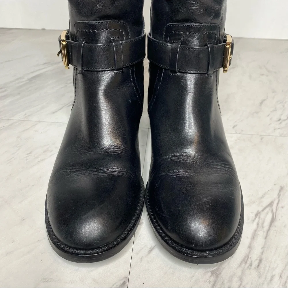 Tory Burch Adeline Black Leather Riding Boot 5M
